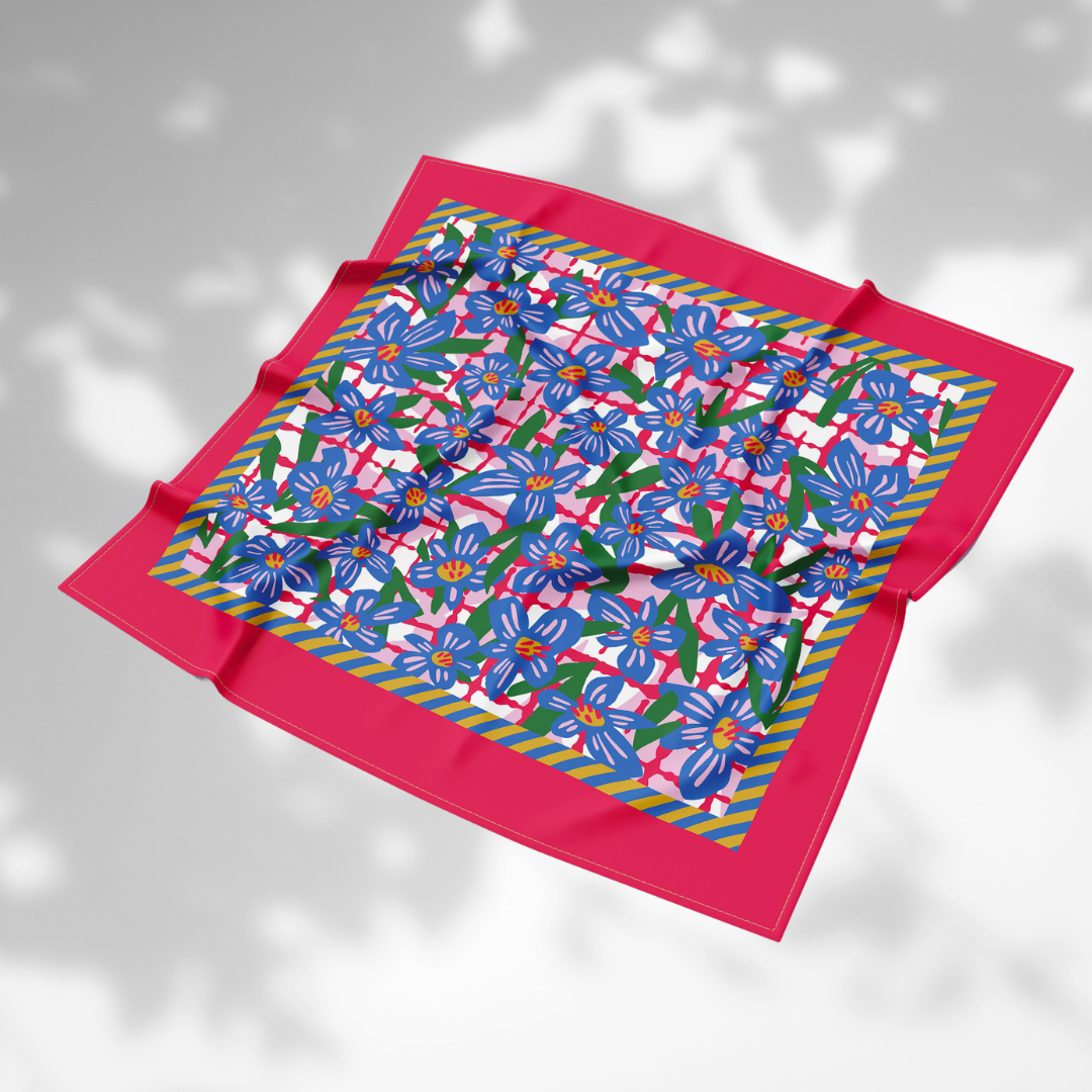 XL Silk Print Mix Scarf - PICNIC IN THE PARK 🪻