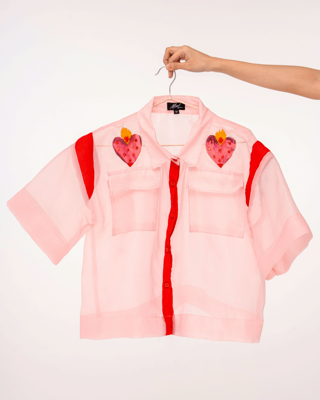 Hexie Sheer Polo Top - HEARTS ON FIRE ❤️🔥