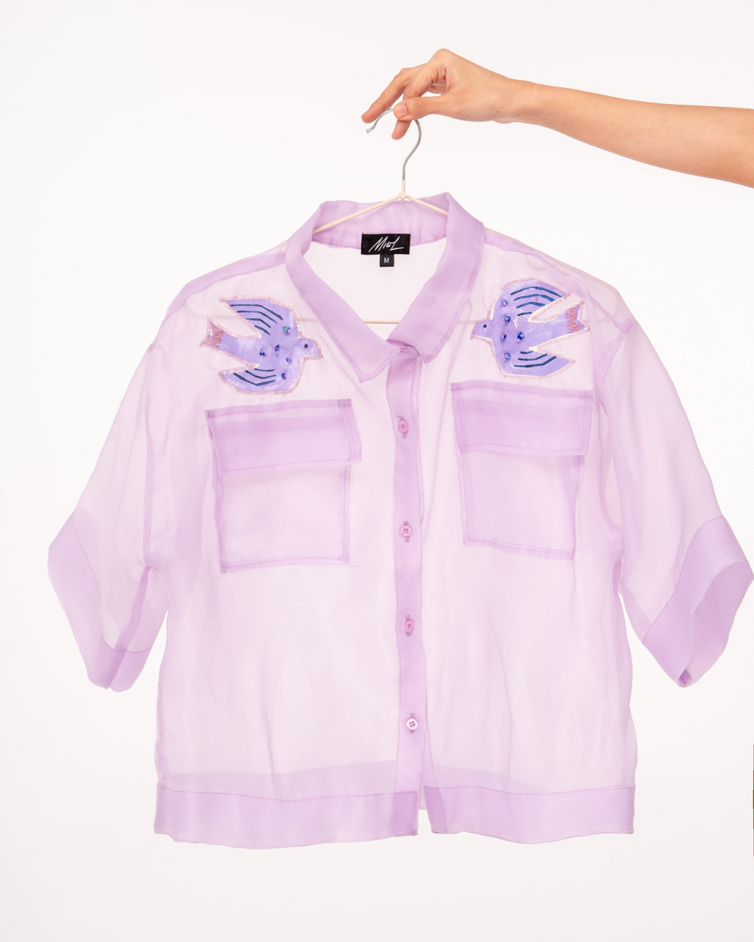Hexie Sheer Polo Top - DUELLING SWALLOWS 🕊️