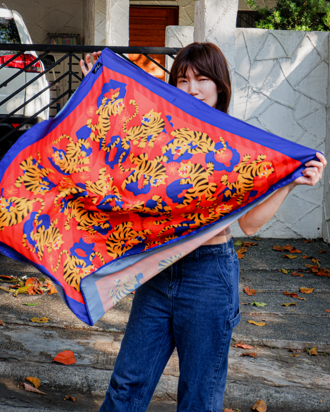 XL Silk Print Mix Scarf - TOUSLING TIGERS 🐅