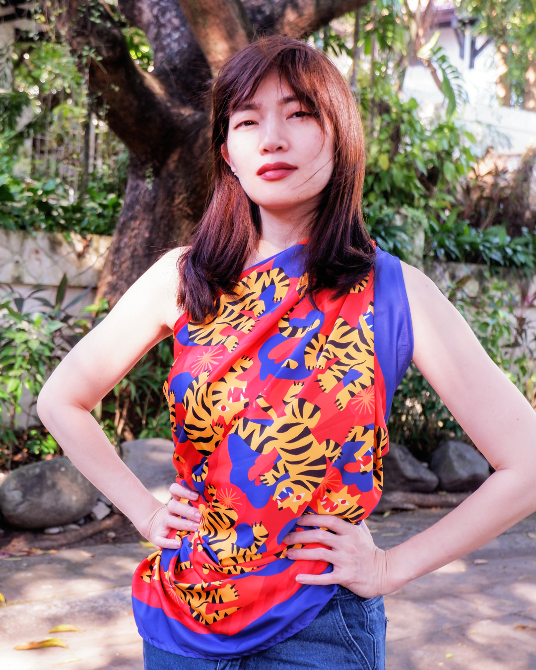 XL Silk Print Mix Scarf - TOUSLING TIGERS 🐅