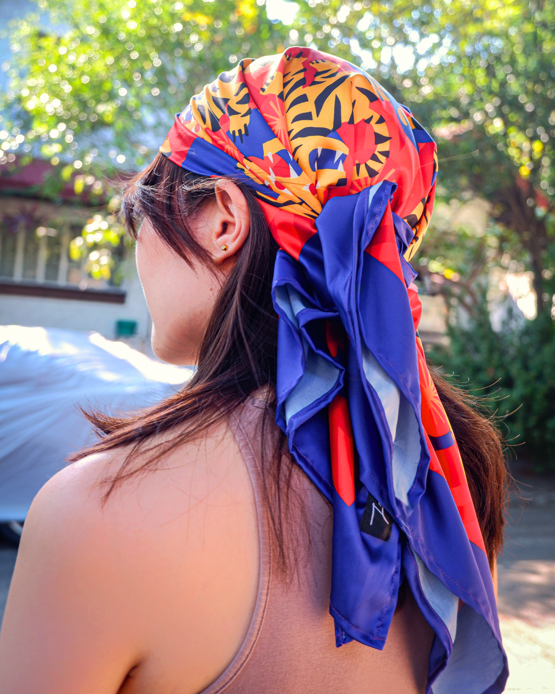 XL Silk Print Mix Scarf - TOUSLING TIGERS 🐅