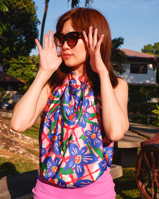 XL Silk Print Mix Scarf - PICNIC IN THE PARK 🪻
