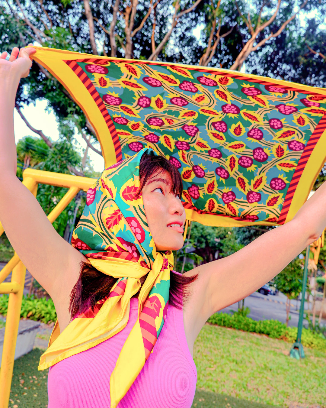 XL Silk Print Mix Scarf - BRAMBLEBERRY JAM 🍓
